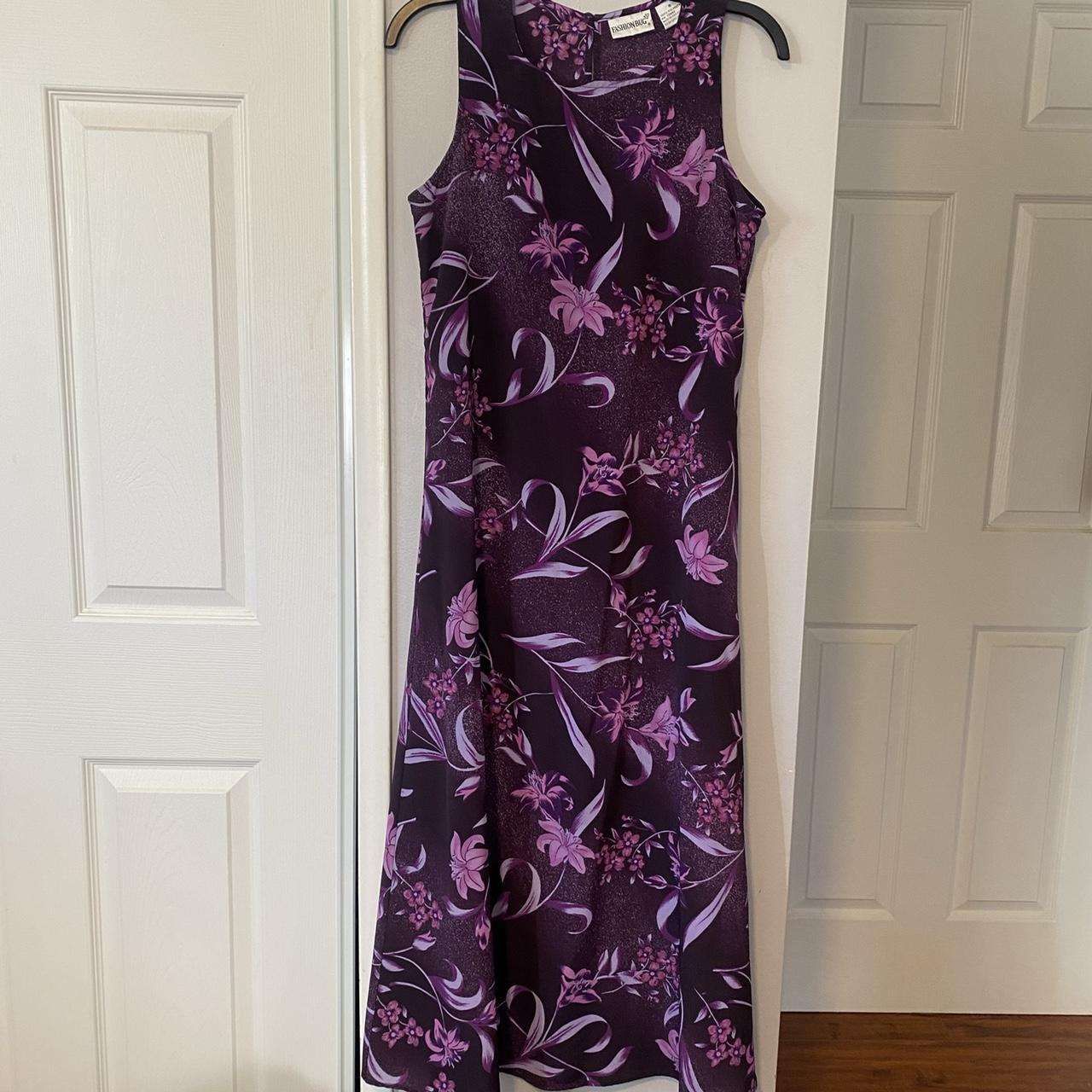 Purple floral maxi dress Deep purple with hints of... - Depop