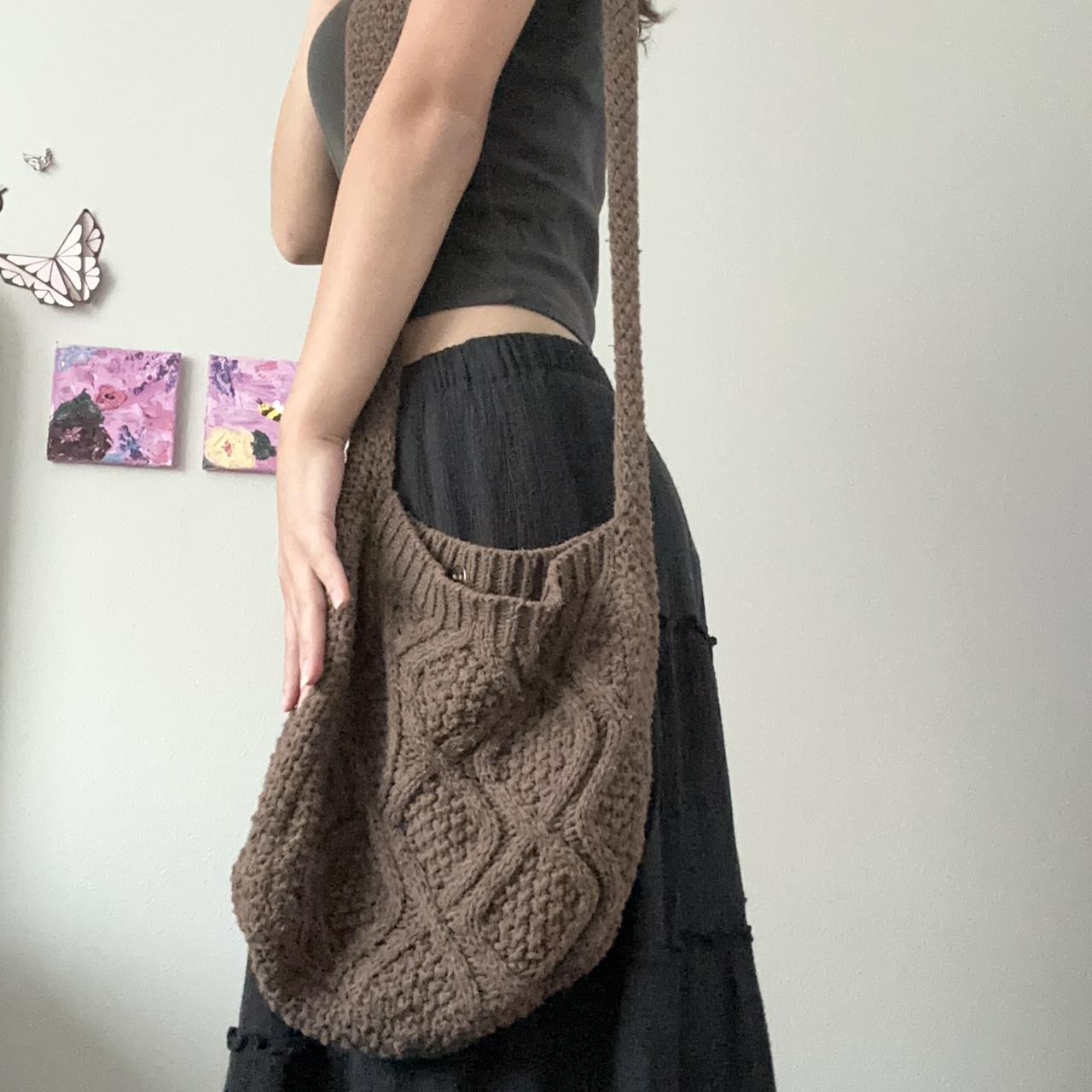 Coffee brown, crochet shoulder bag.🤎 Has a button to... - Depop