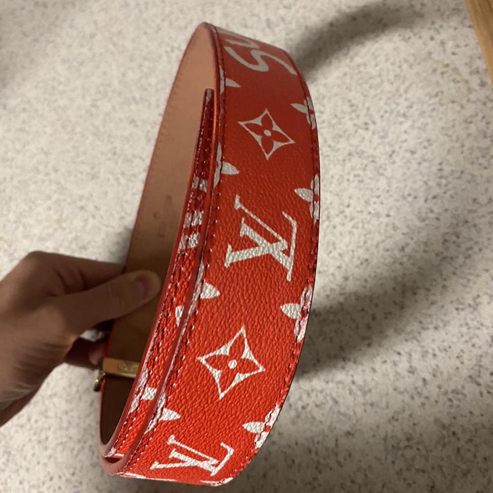 Red/White Louis Vuitton x Supreme Initiales - Depop