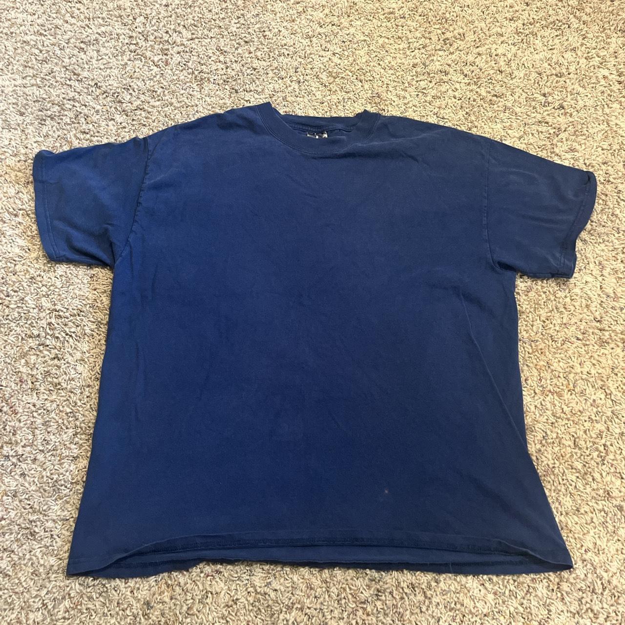 Navy Blue BlankHanes Beefy Tee Prefect... - Depop