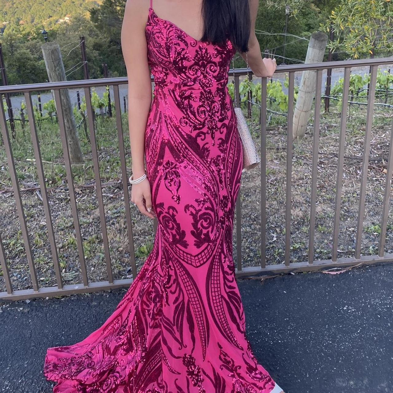 Gorgeous pink and black sequin dress prom formal Depop