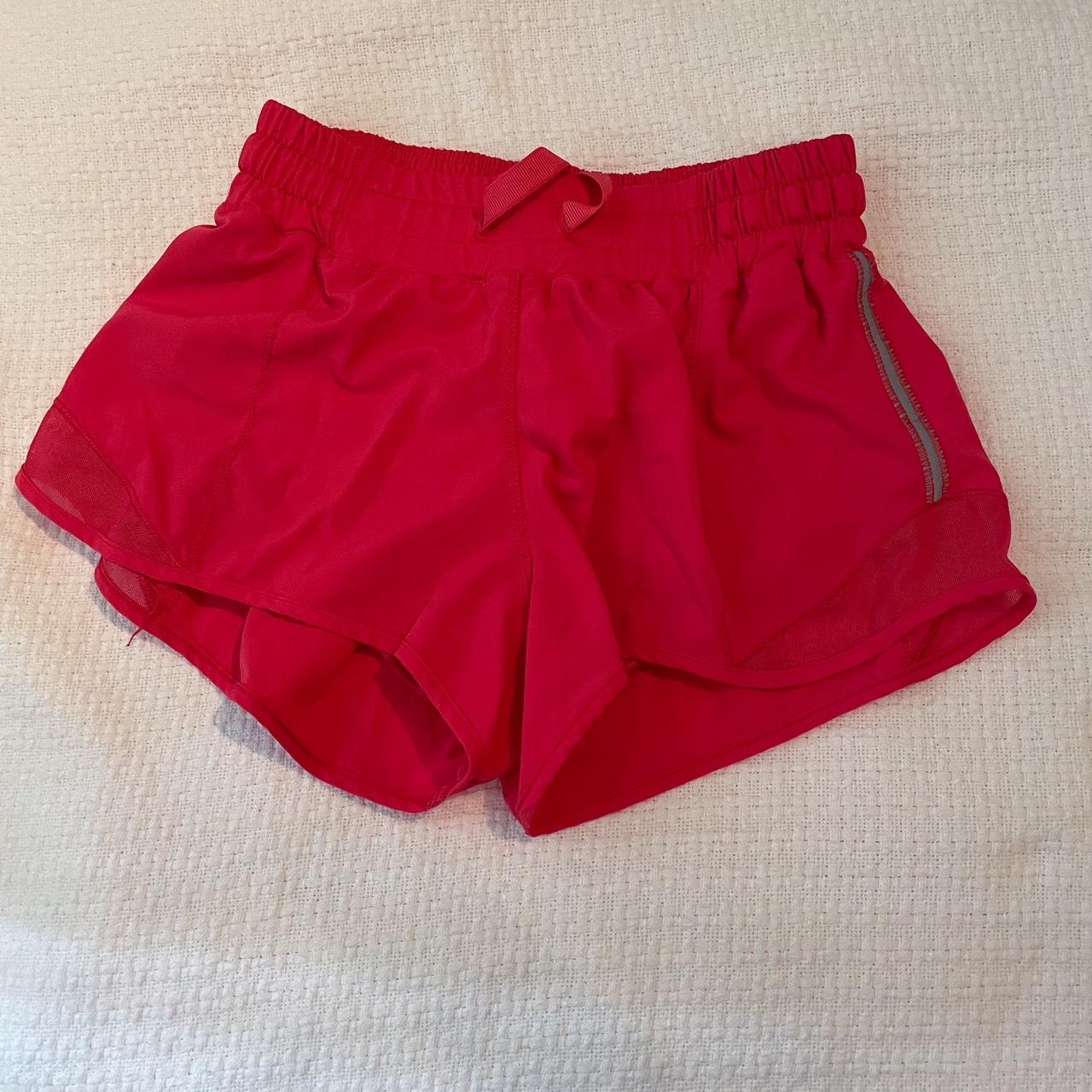 Size 4 red Lululemon shorts - Depop