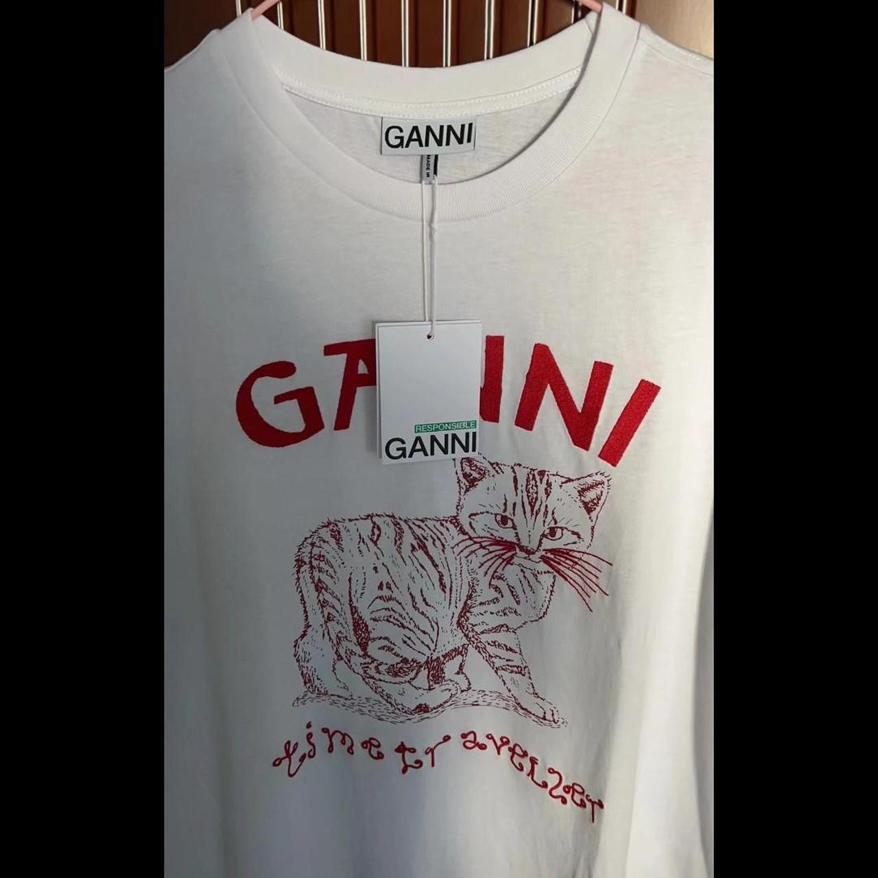 Ganni cat t shirt small, medium and large - Depop