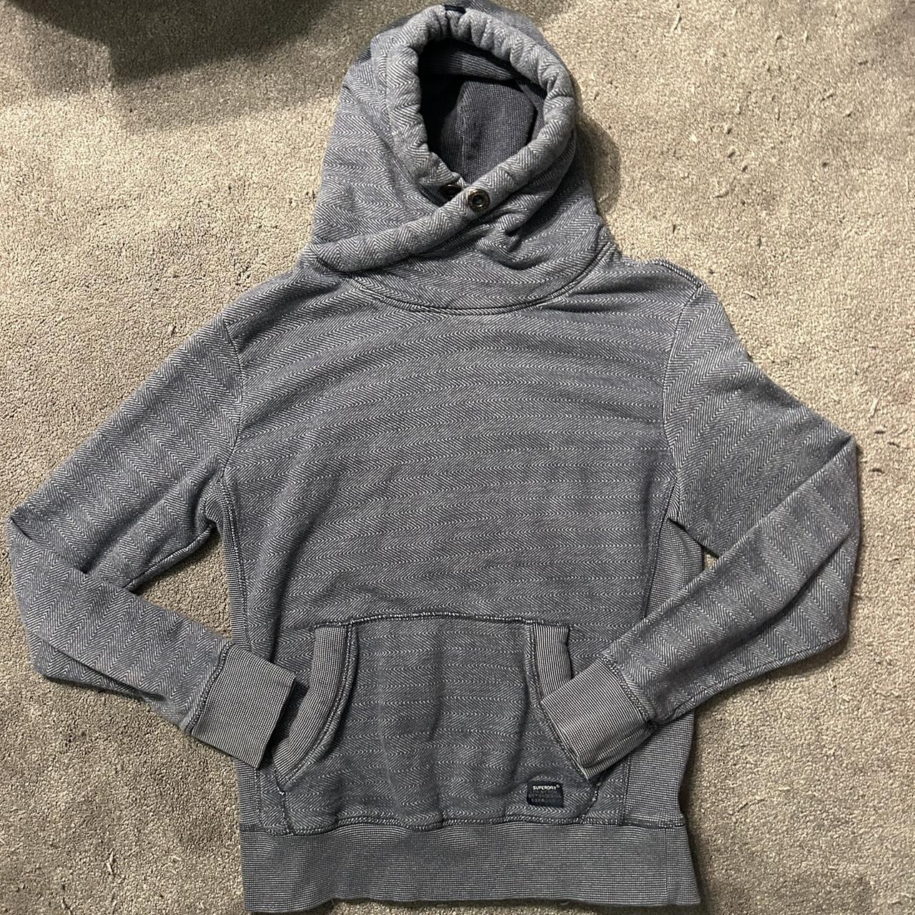 Grey thick superdry hoodie Hood is padded and can... - Depop