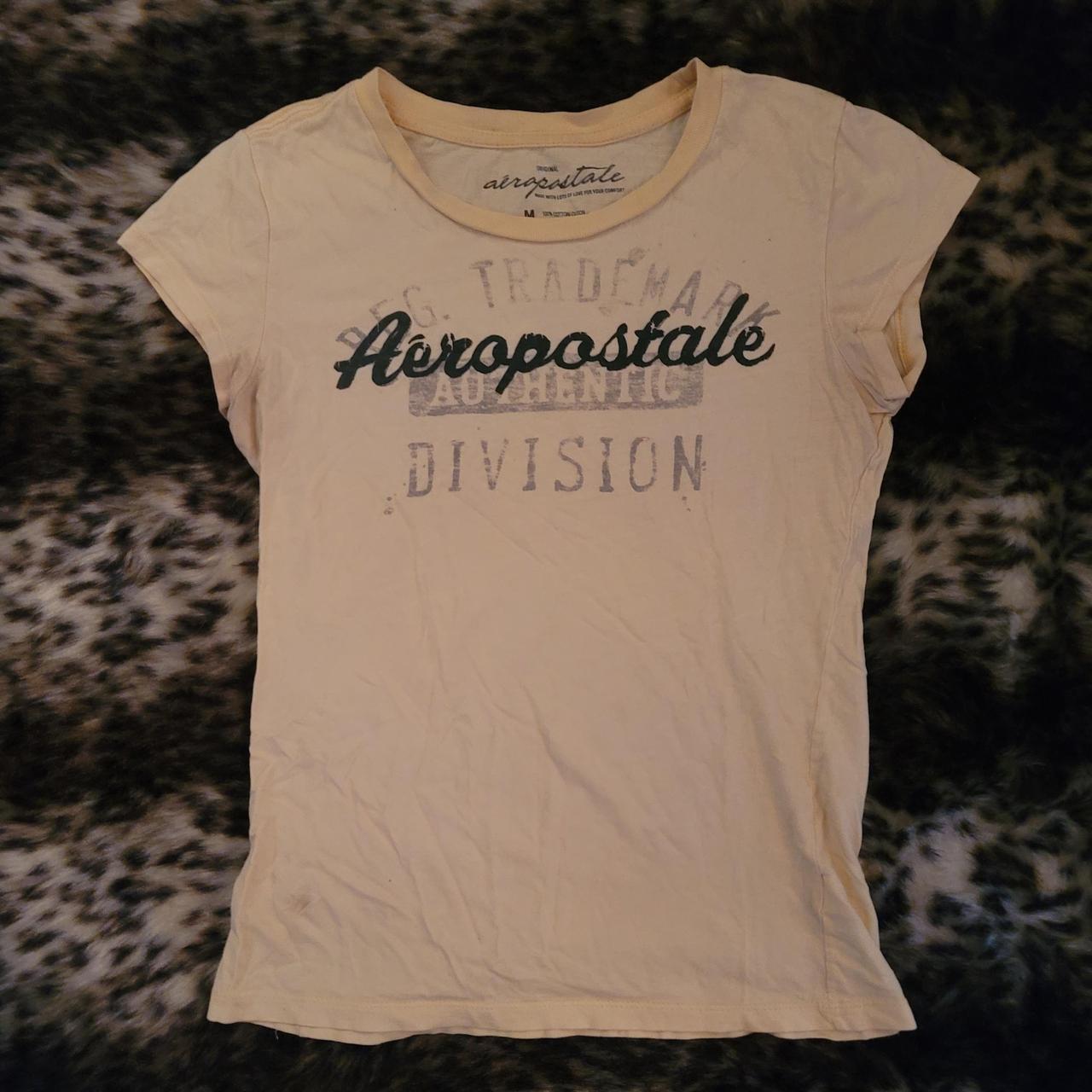 aeropostale yellow shirt with front graphic... - Depop