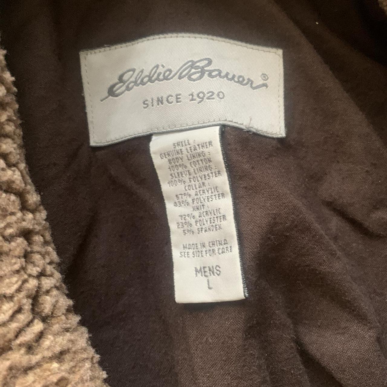 Eddie Bauer Brown leather jacket size large in great... - Depop