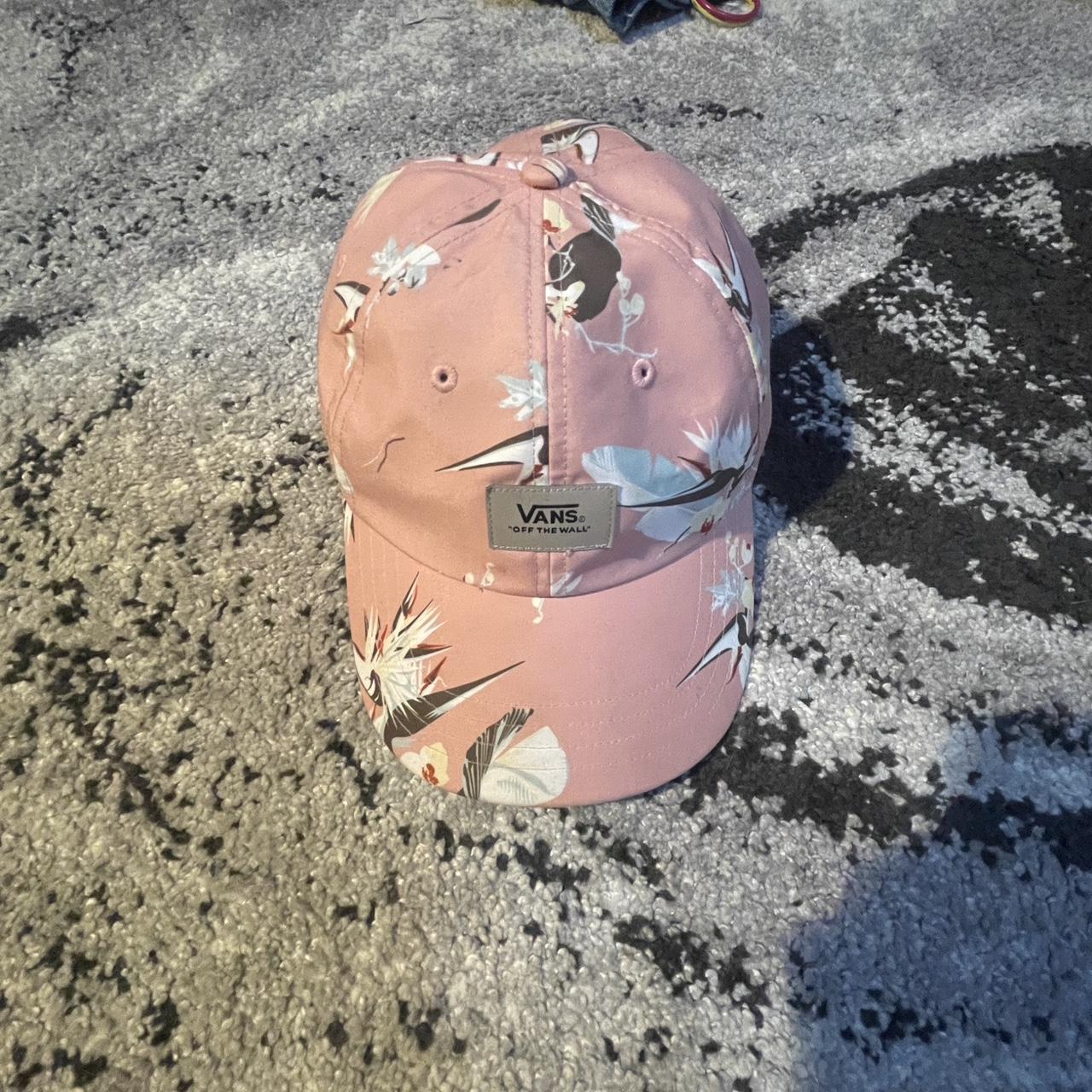 Pink Vans snapback hat with flowers Depop