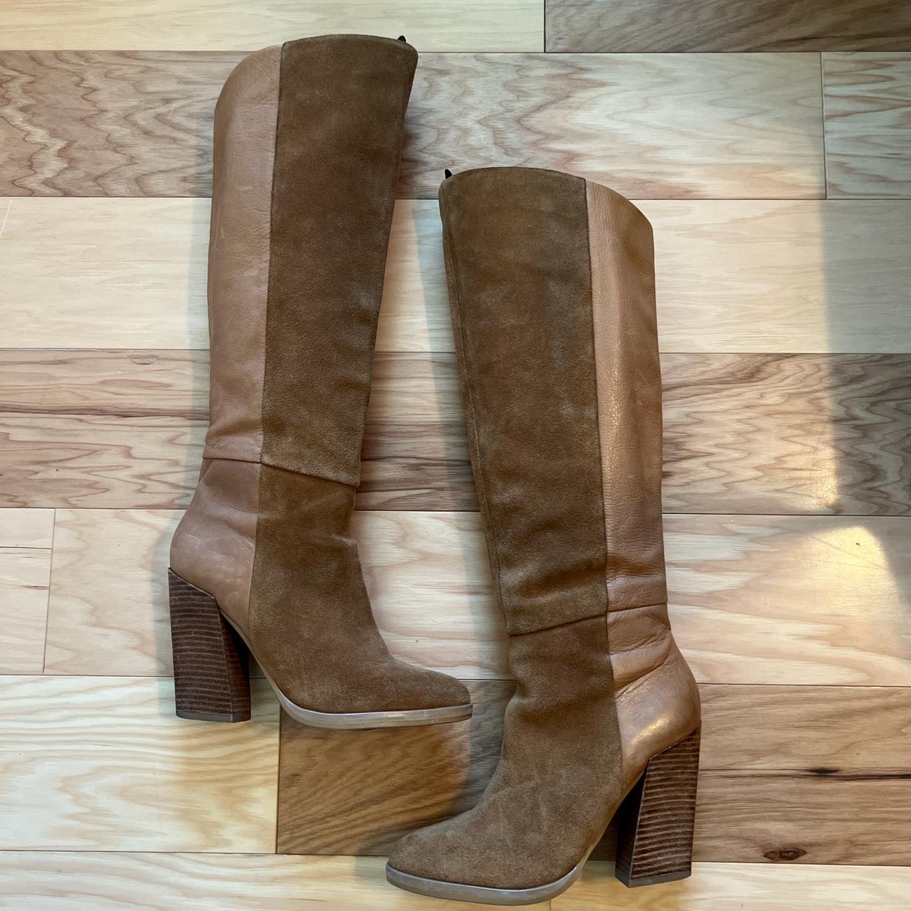 Aldo cognac knee high boots Front is suede back is... Depop