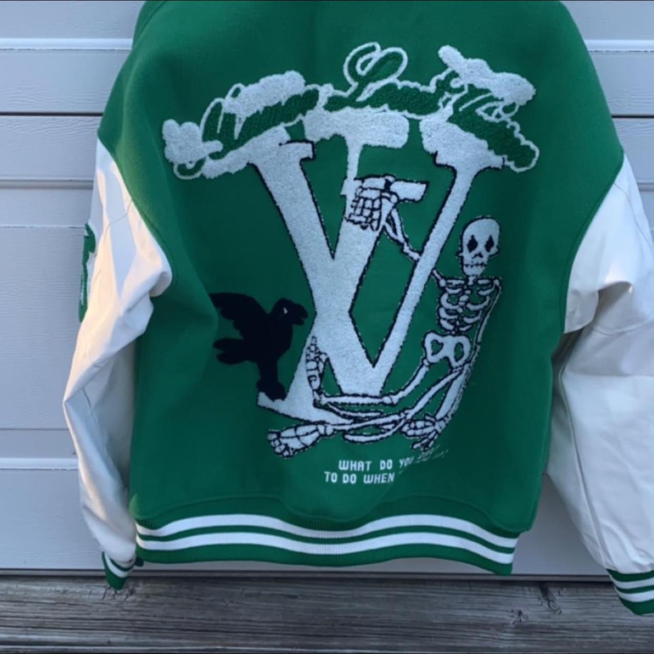 Green Varsity Jacket Perfect condition, NEGOTIABLE - Depop