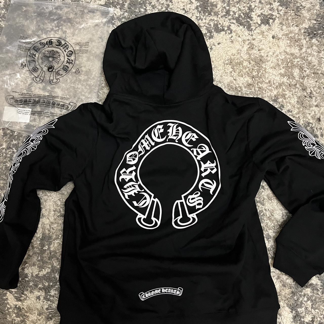 BLACK CHROME HEARTS HOODIE - Depop