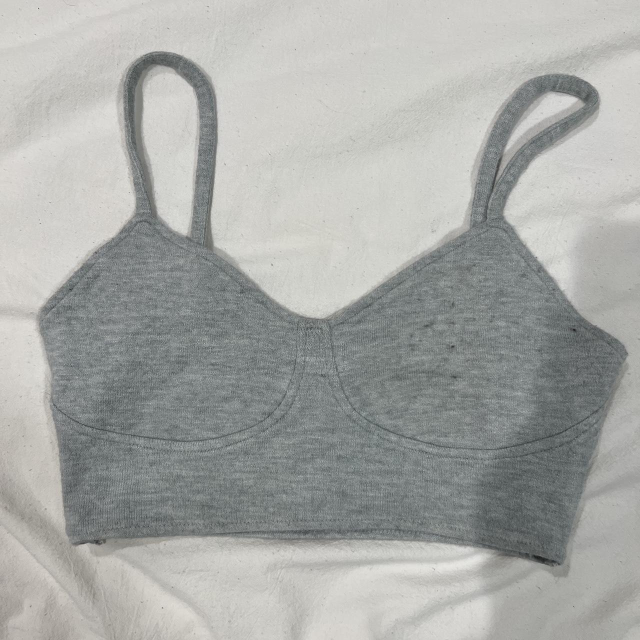 Grey/Light Blue Zara Top Size: M Has signs for wear - Depop