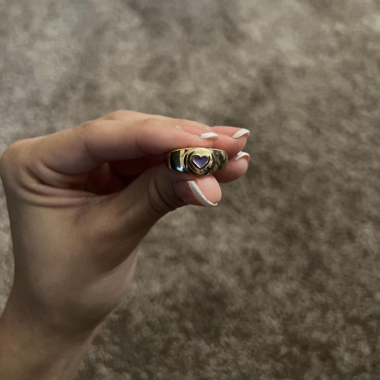 Fake gold ring with Purple Heart Came in a pack of... Depop