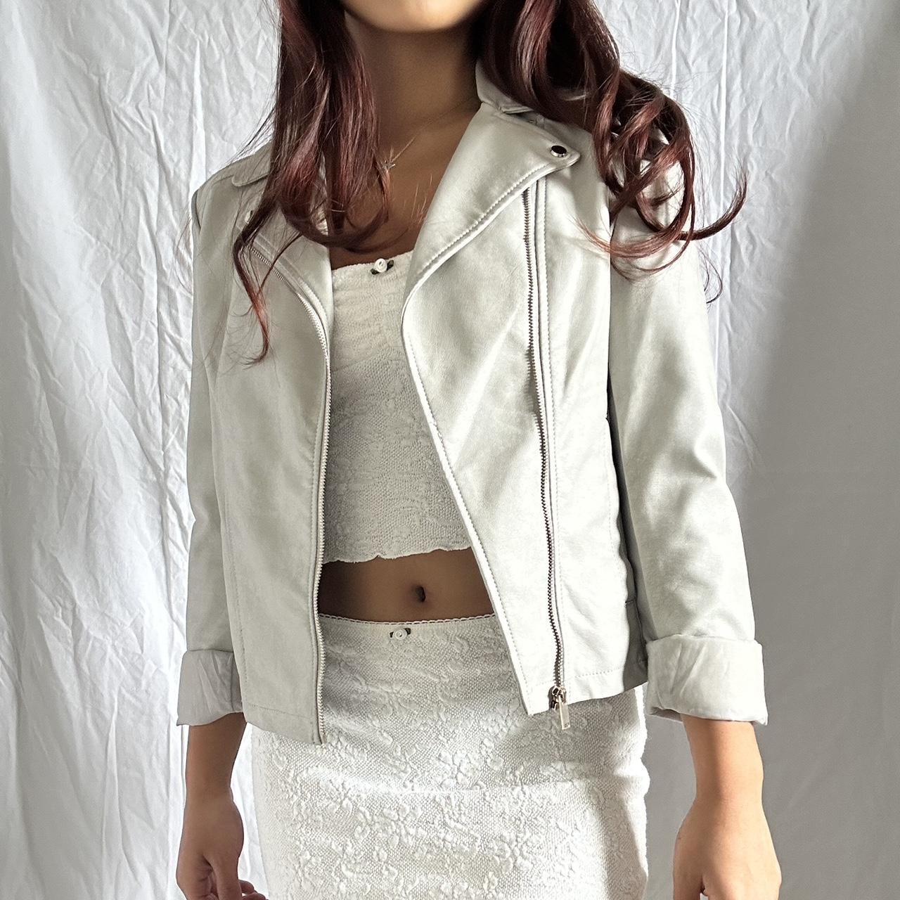 Dynamite light grey faux leather jacket in