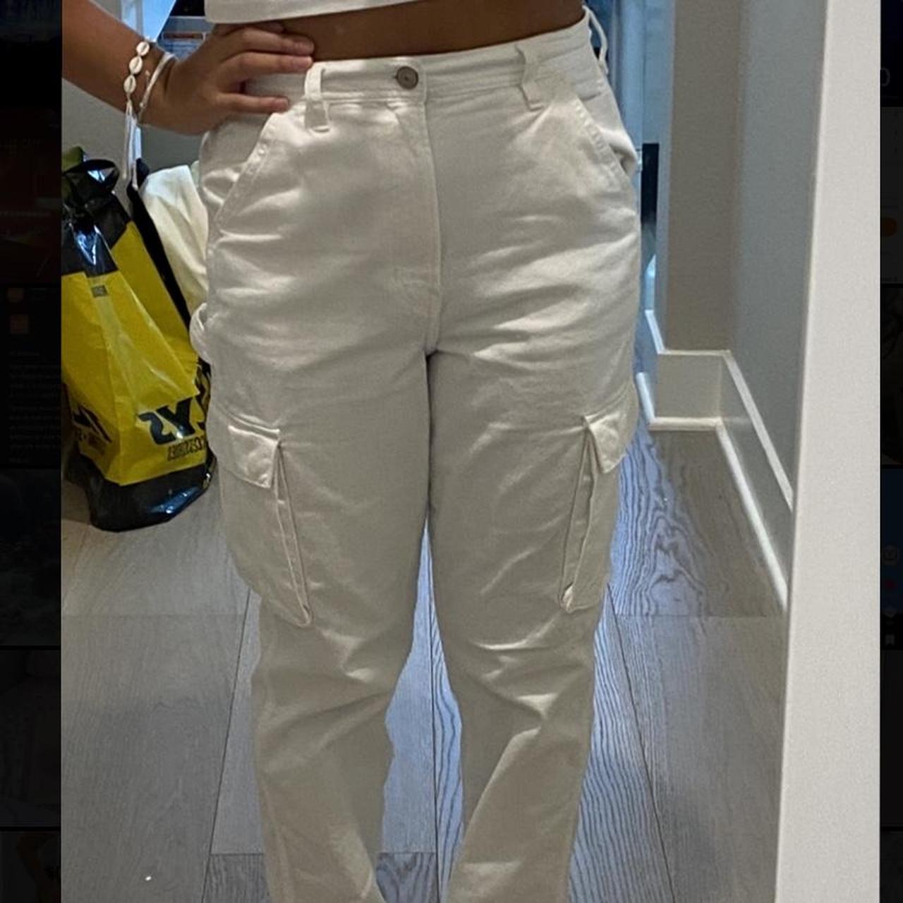 American Eagle White Cargo Size 6 High waisted, not... Depop