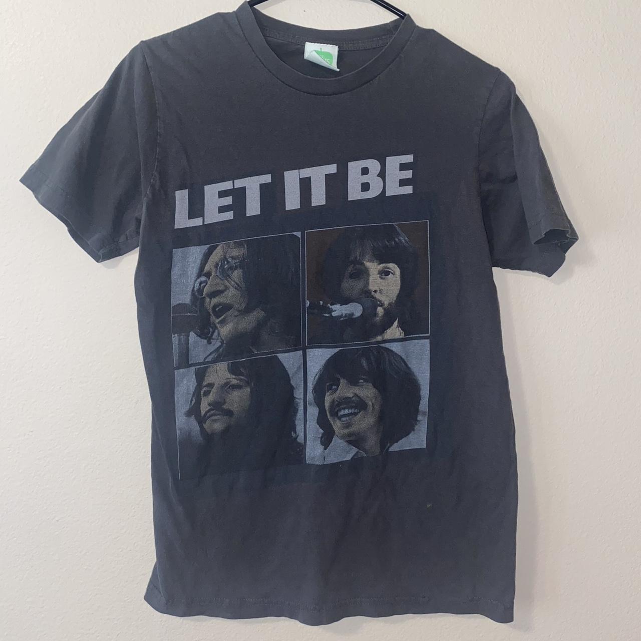 Vintage The Beatles Let It Be Retro Tee Dark Grey... - Depop