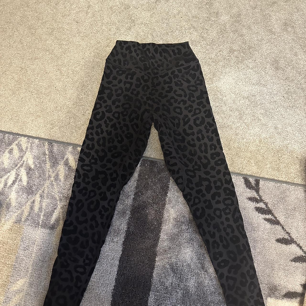 black cheetah print leggings, barely worn and no - Depop