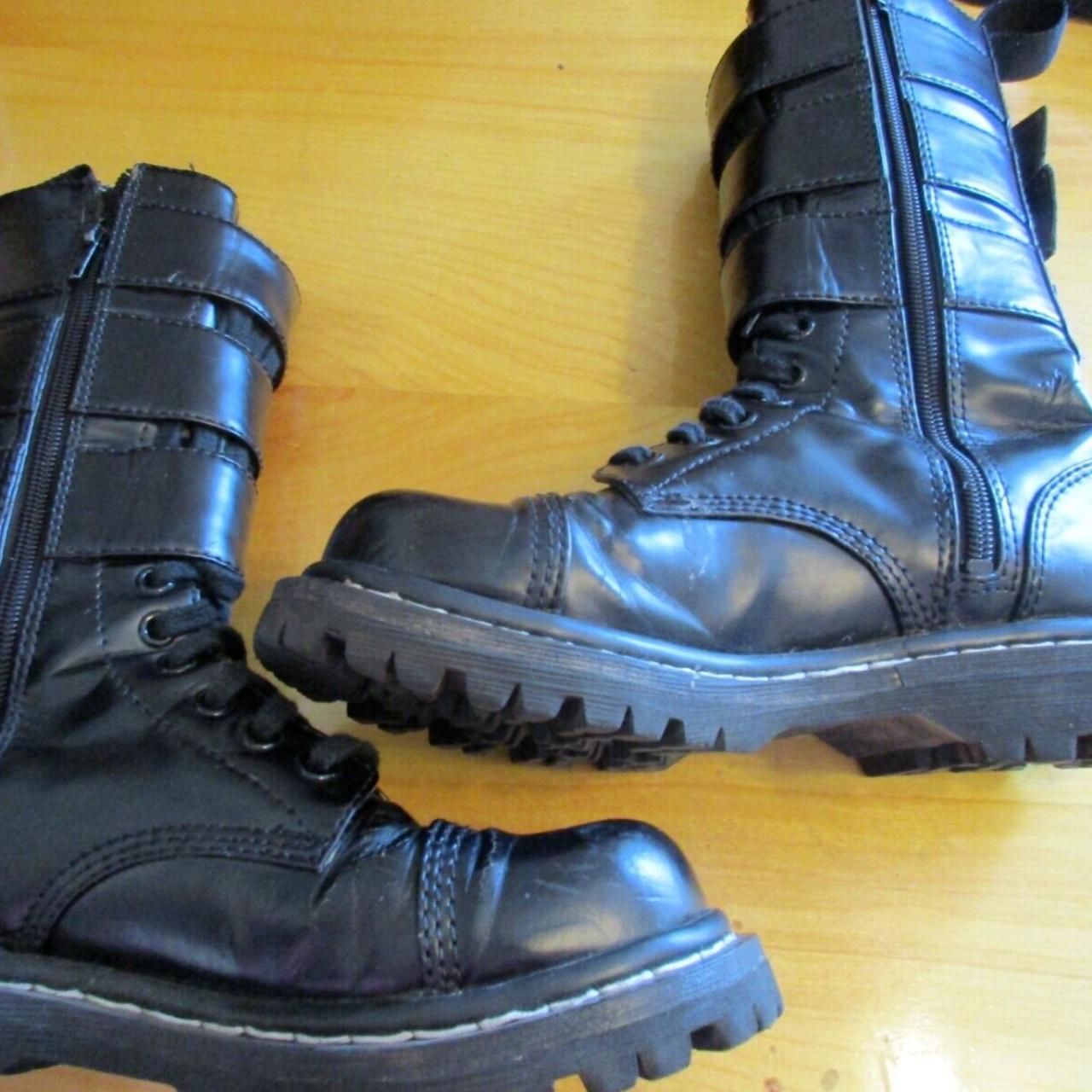 WOMENS COMBAT BLACK MID CALF ZIP UP CHUNKY BOOTS Depop