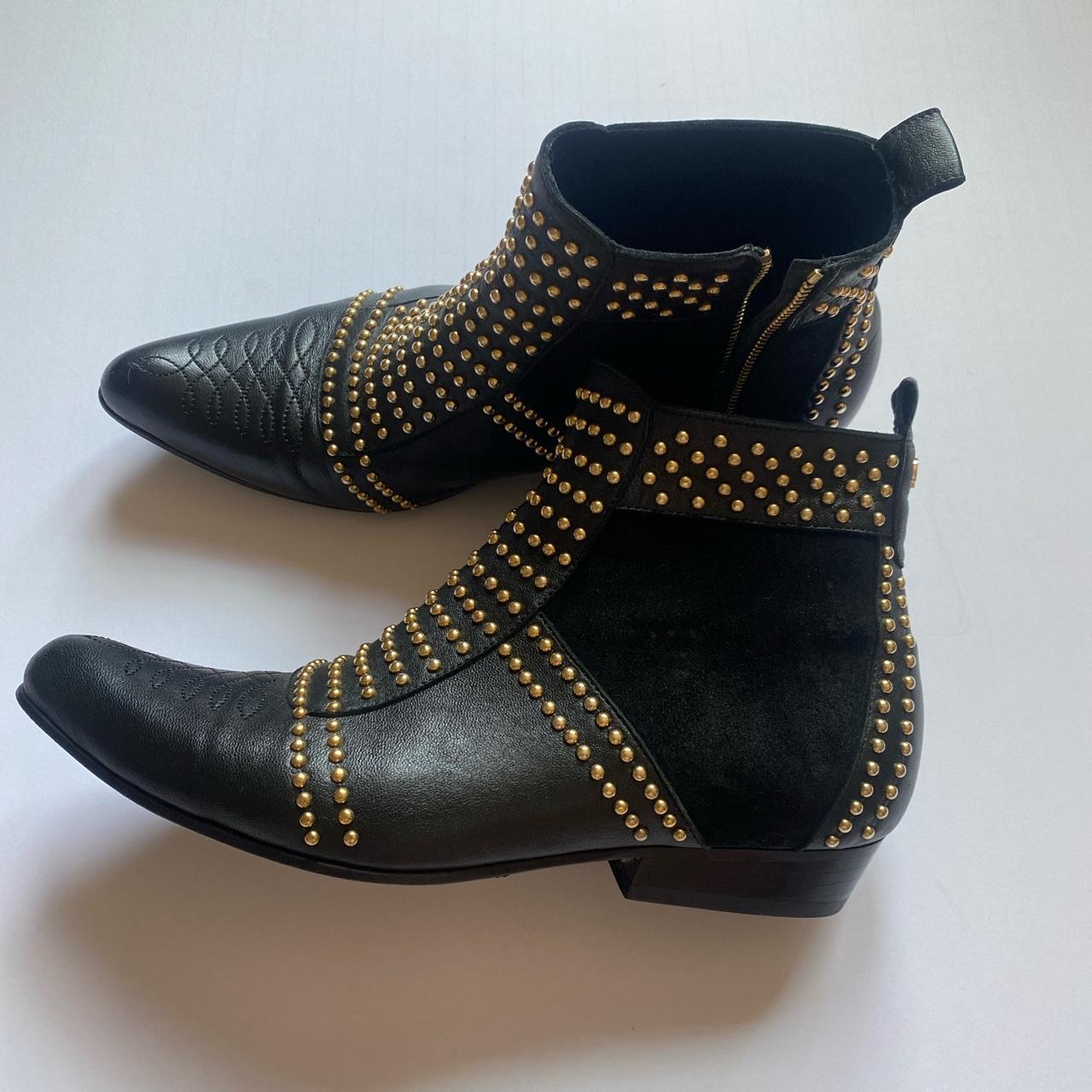 Gold stud boots from Anine Bing, side zipper,... - Depop