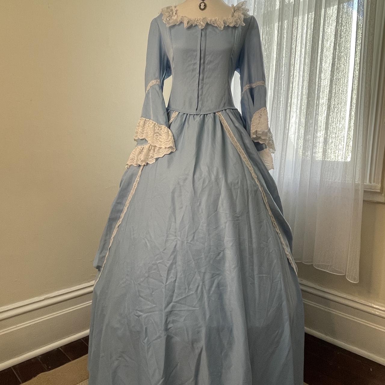 Custom made Baby blue cotton Victorian era dress... - Depop