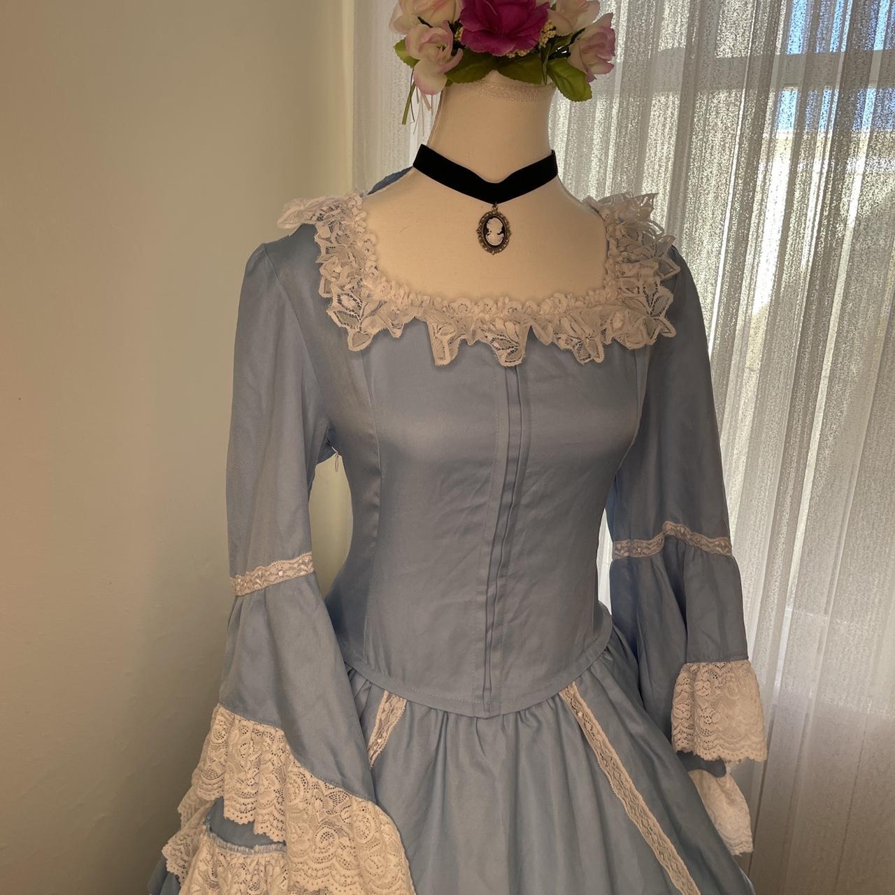 Custom made Baby blue cotton Victorian era dress... - Depop