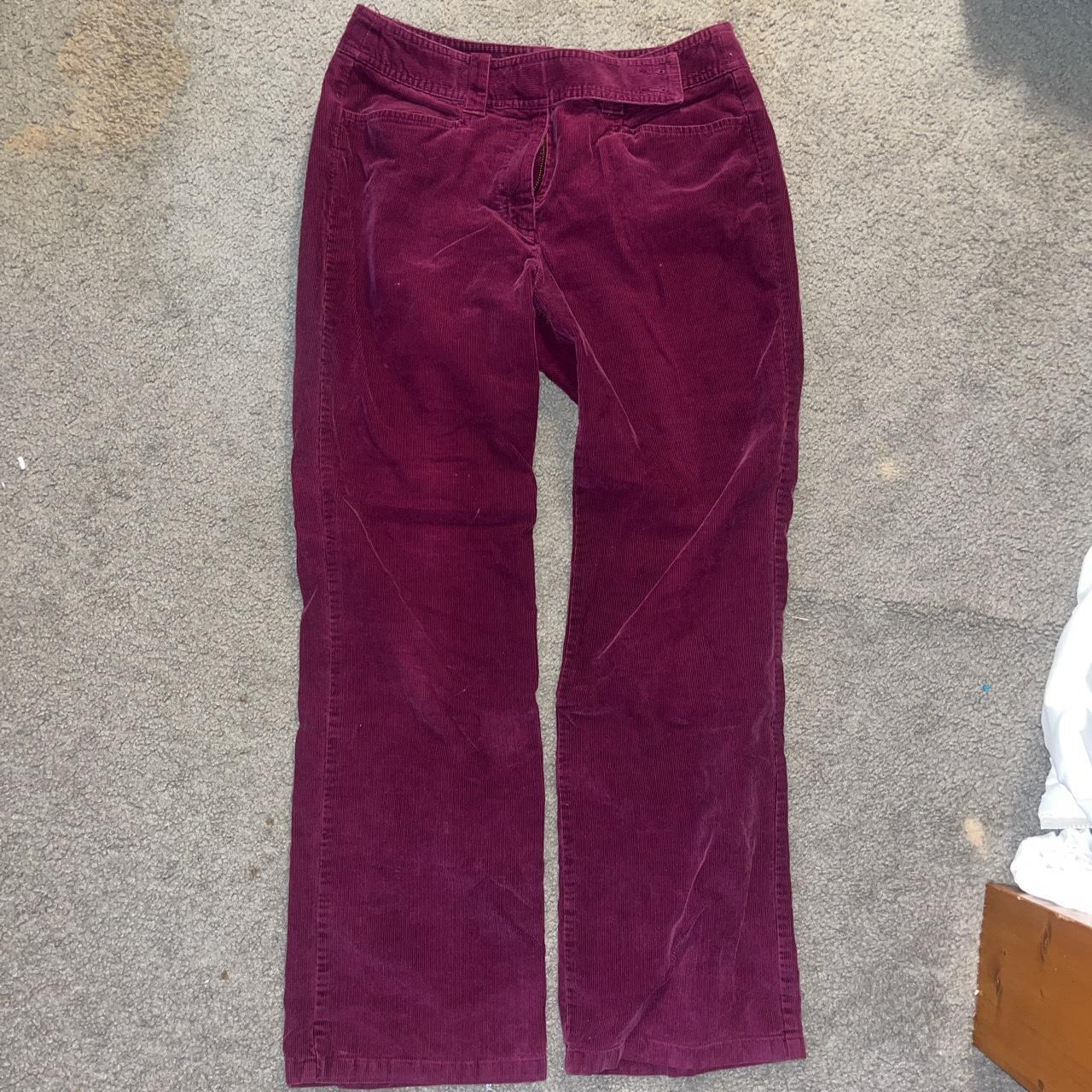 Purple corduroy low waisted pants Stretchy - Depop