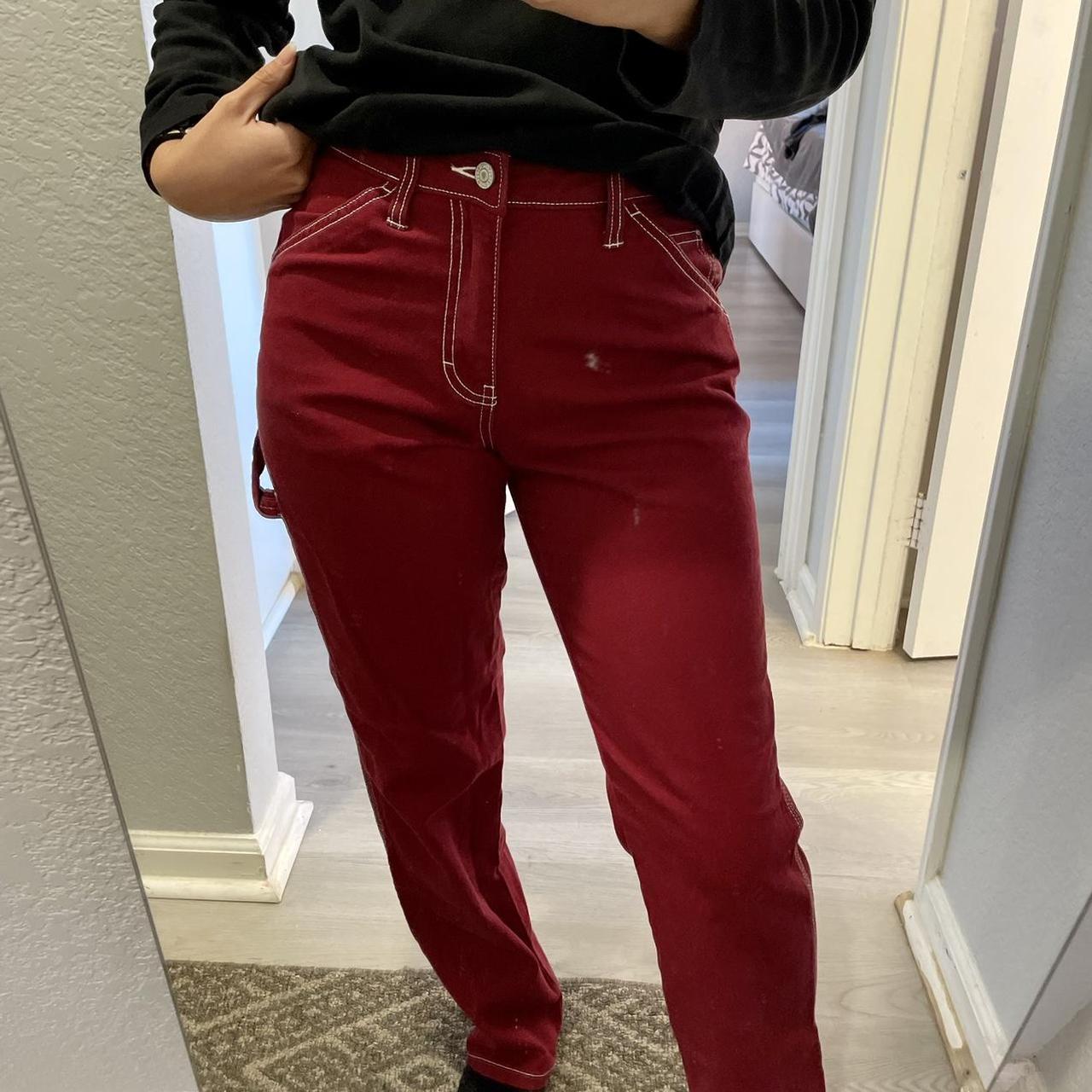 burgundy/ red dickies pants carpenter work - Depop