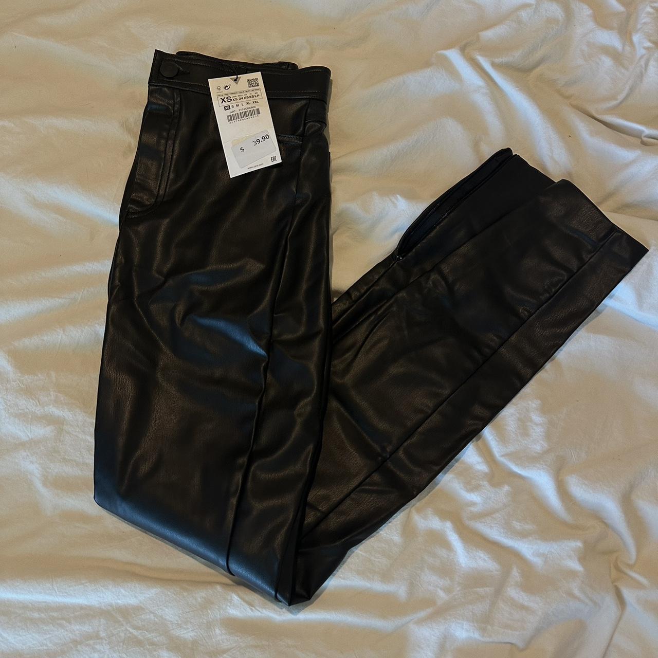 Zara leather sale pants with zippers