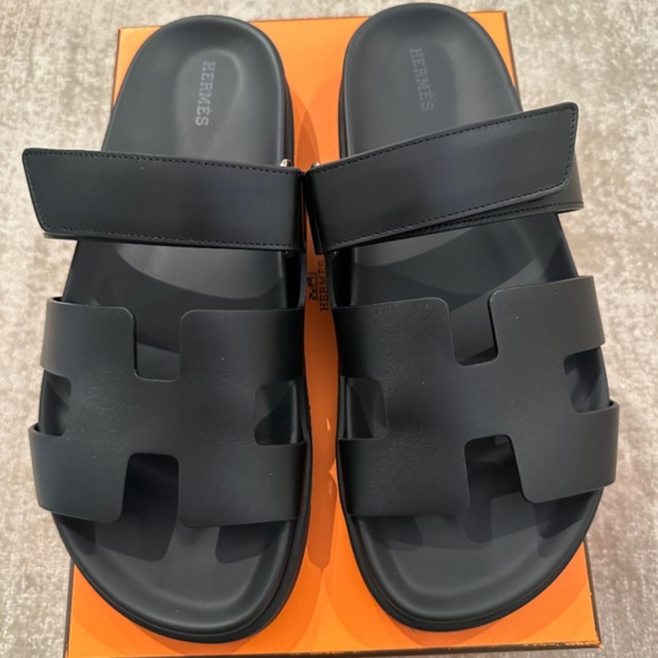 HERMES Chypre sandal BLACK Women size 38 fits... - Depop