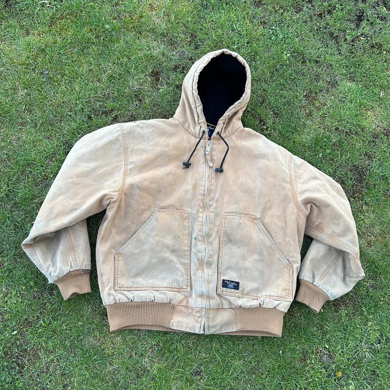 Vintage Walls Workwear Distress Canvas Hooded Work... - Depop