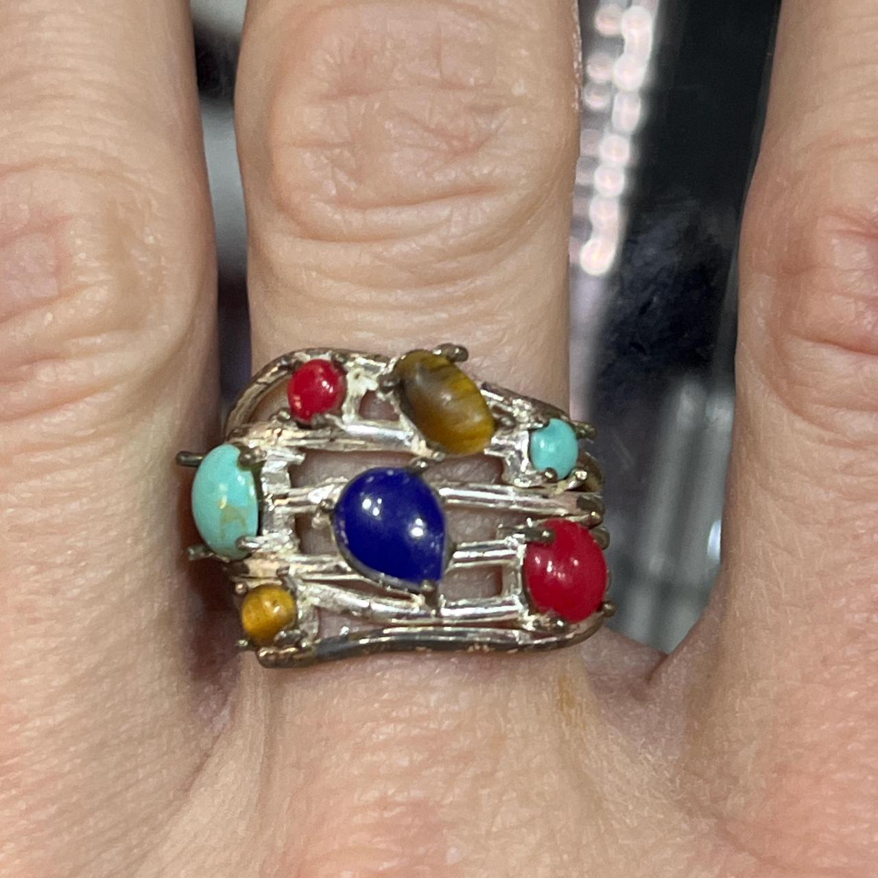 Women's Ring - Multi/Silver – Silver ring featuri… - image 1