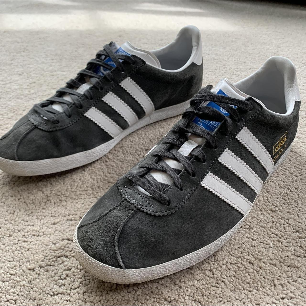 grey adidas gazelle similar to samba #2000s #cool... - Depop