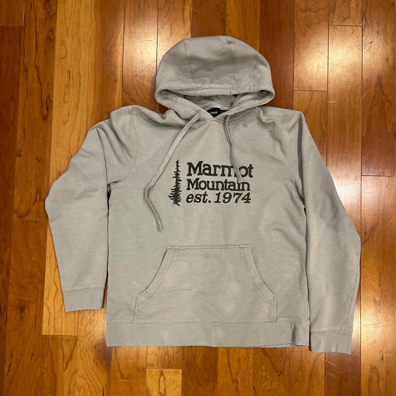 Marmot Grey Hoodie Size: Men's Medium Decent... - Depop