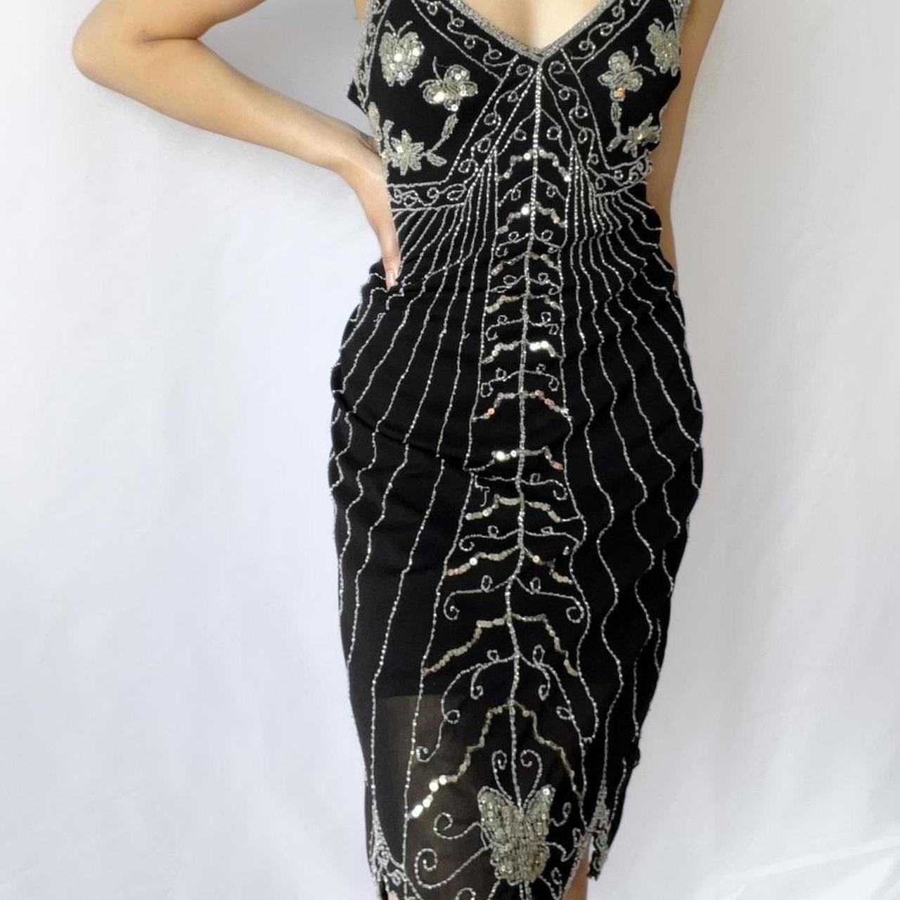 Embroidered Butterfly Beaded Dress Size M... Depop