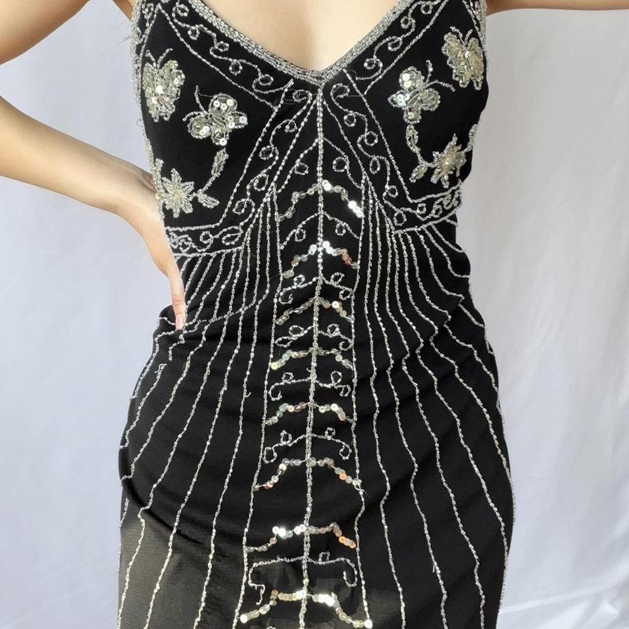 Embroidered Butterfly Beaded Dress Size M... Depop