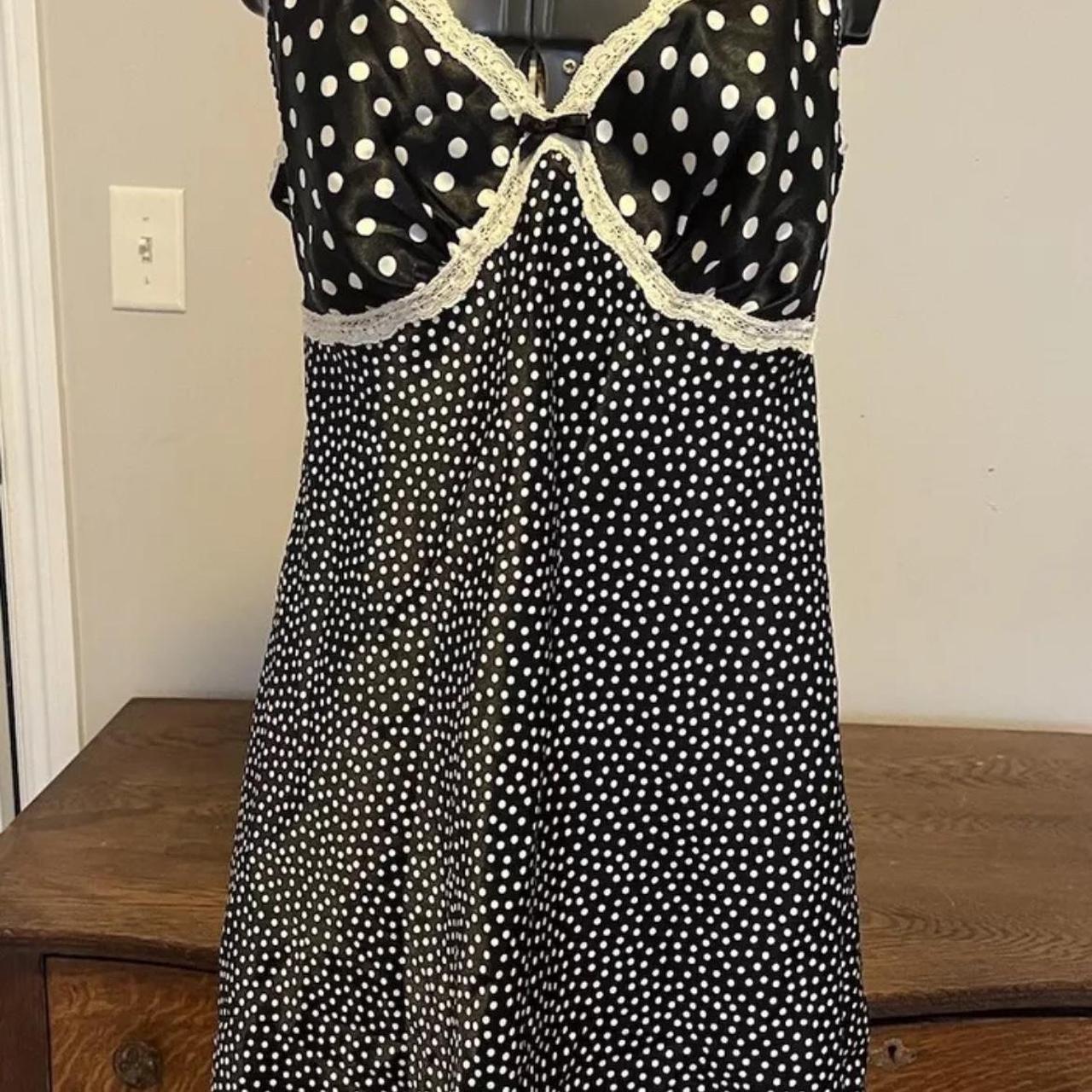 Black and white polka dot slip dress hotsell