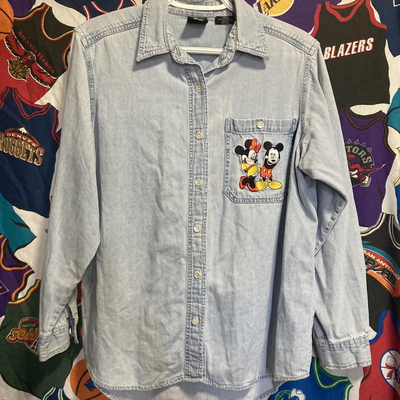 Vintage #Disney embroidered button up shirt #Mickey... - Depop