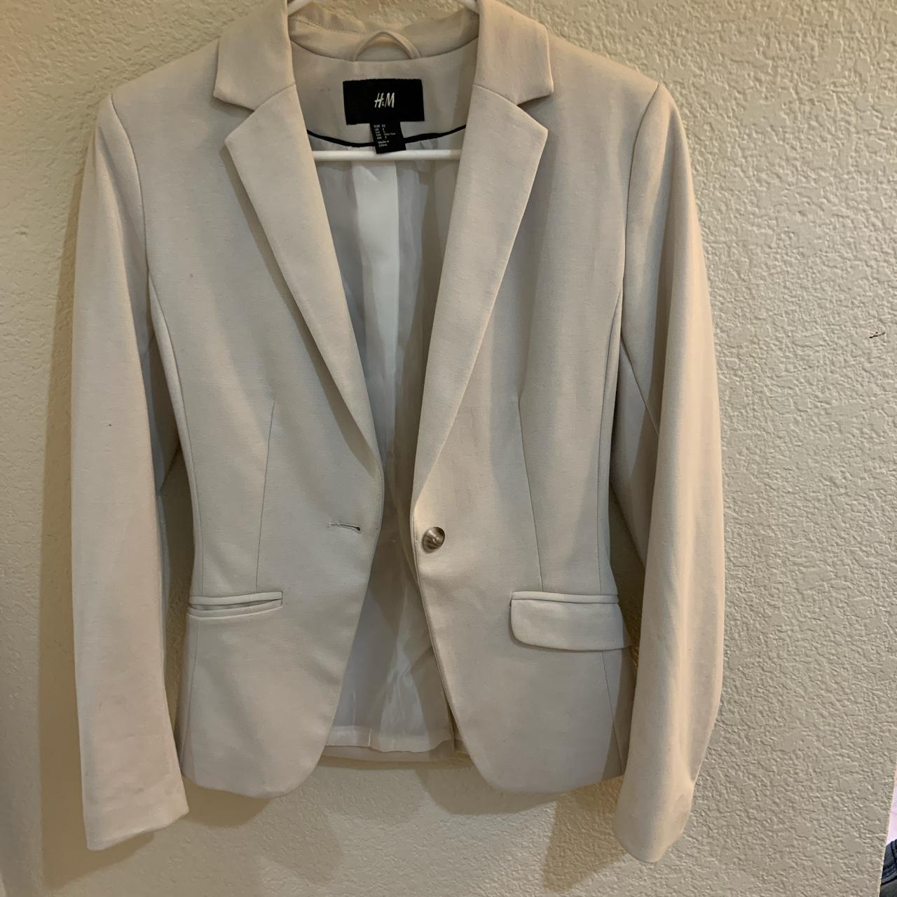 Cream colored blazer H&M size 2 Fully lined One... - Depop