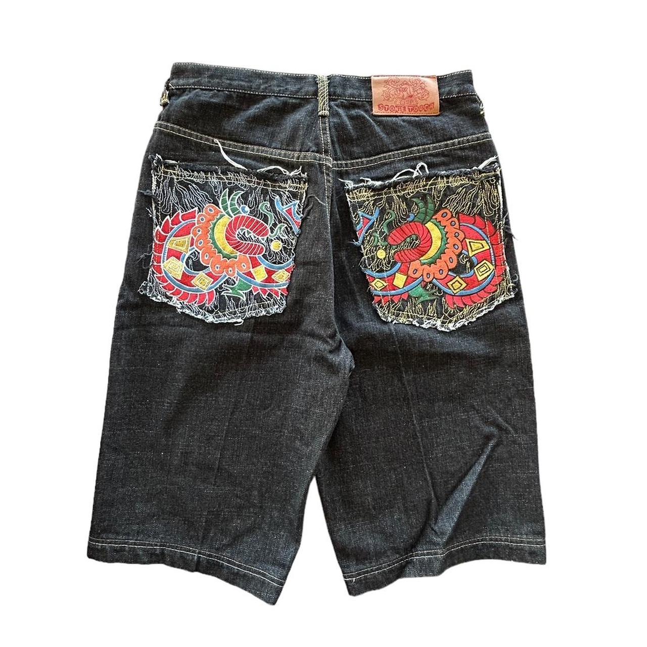 Super Baggy Vintage Stone Touch Embroidered Denim... - Depop