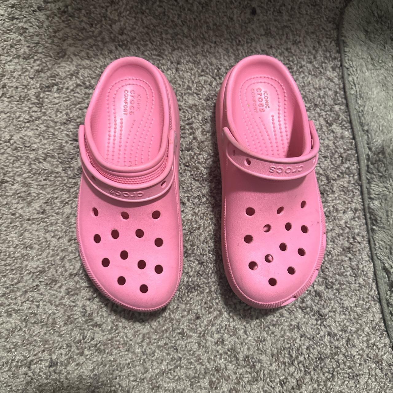 Pink Platform Crocs - Depop