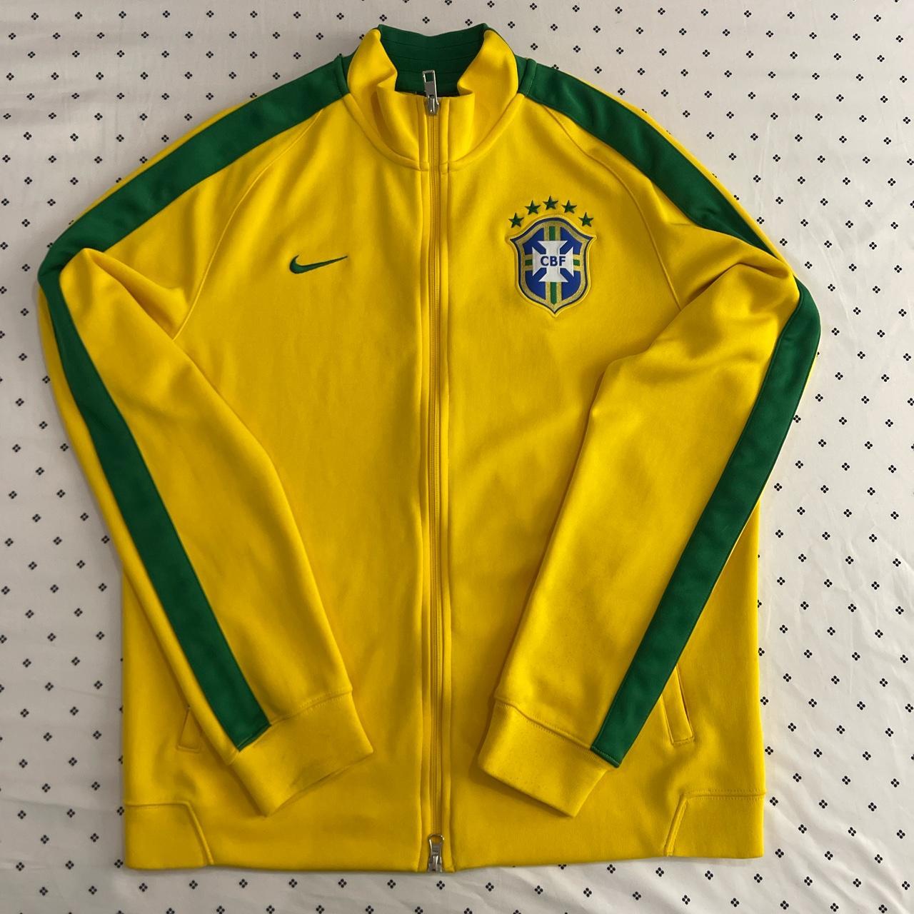 large yellow Nike track sweater #nike #brazil... - Depop