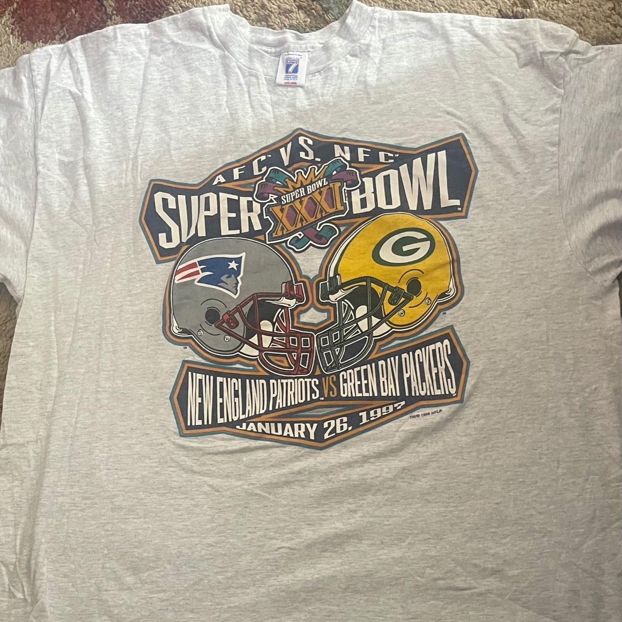 Super Bowl XXXI Patriots Vs Packers 1997 NFL Tee T Shirt Mens 