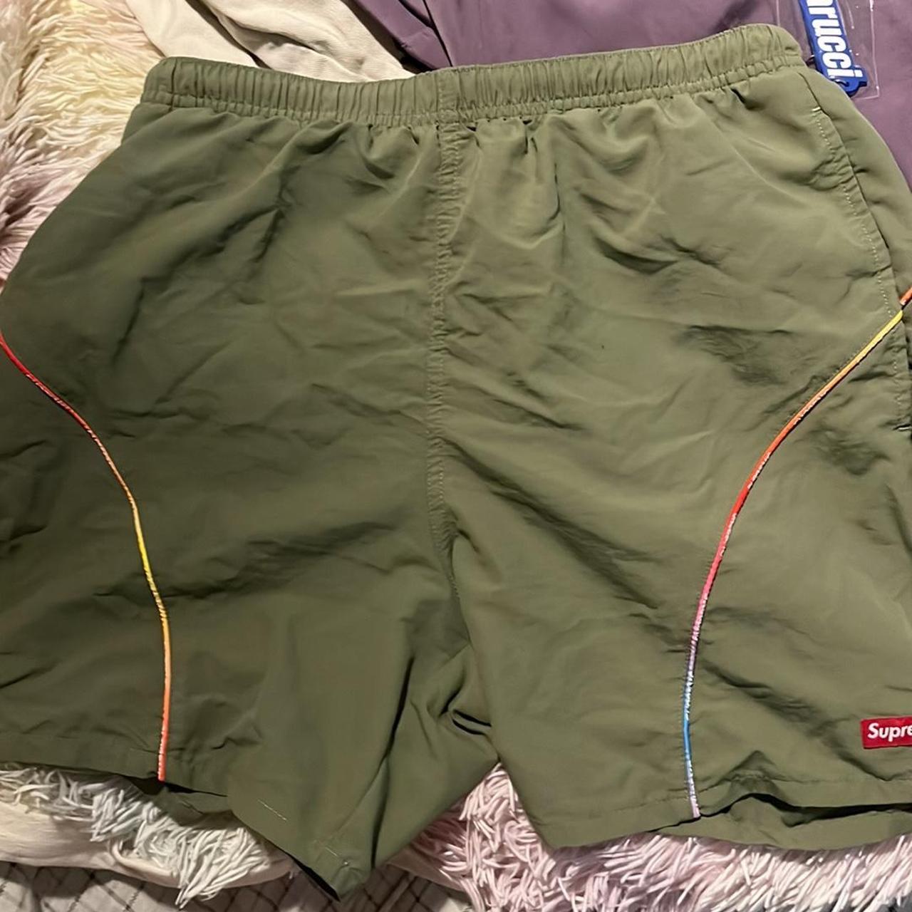 Supreme Green gradient piping water short -... - Depop