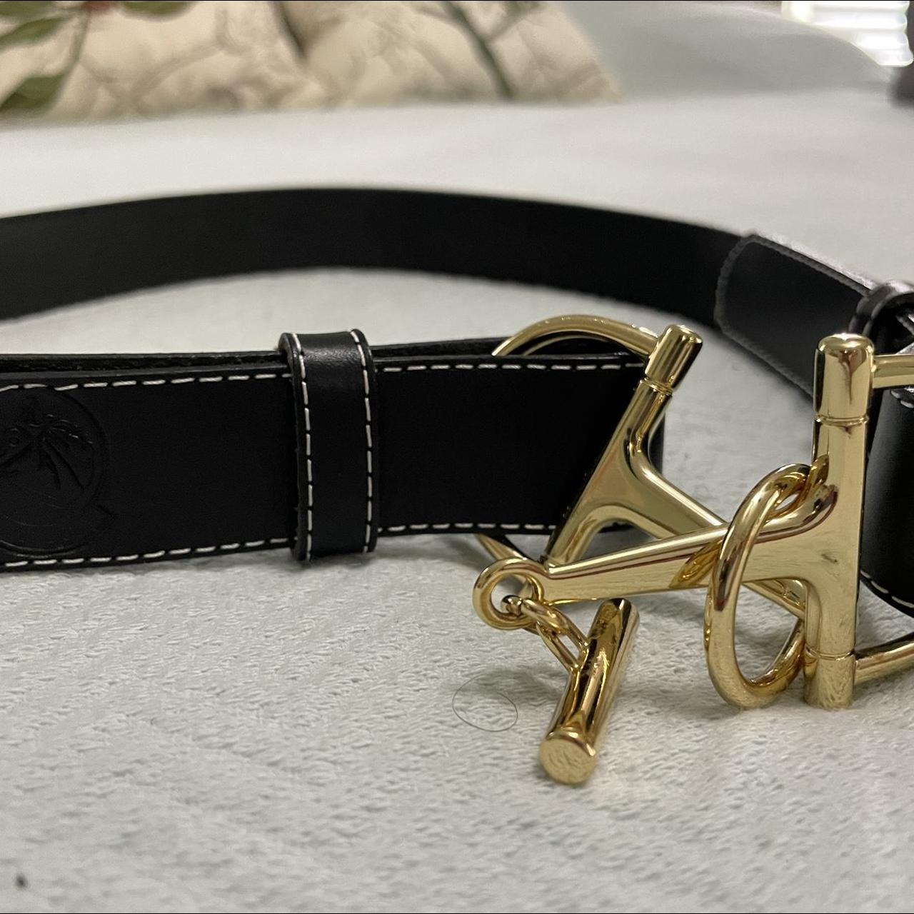 Classic Louis Vuitton Belt W Leather & Gold Buckle - Depop