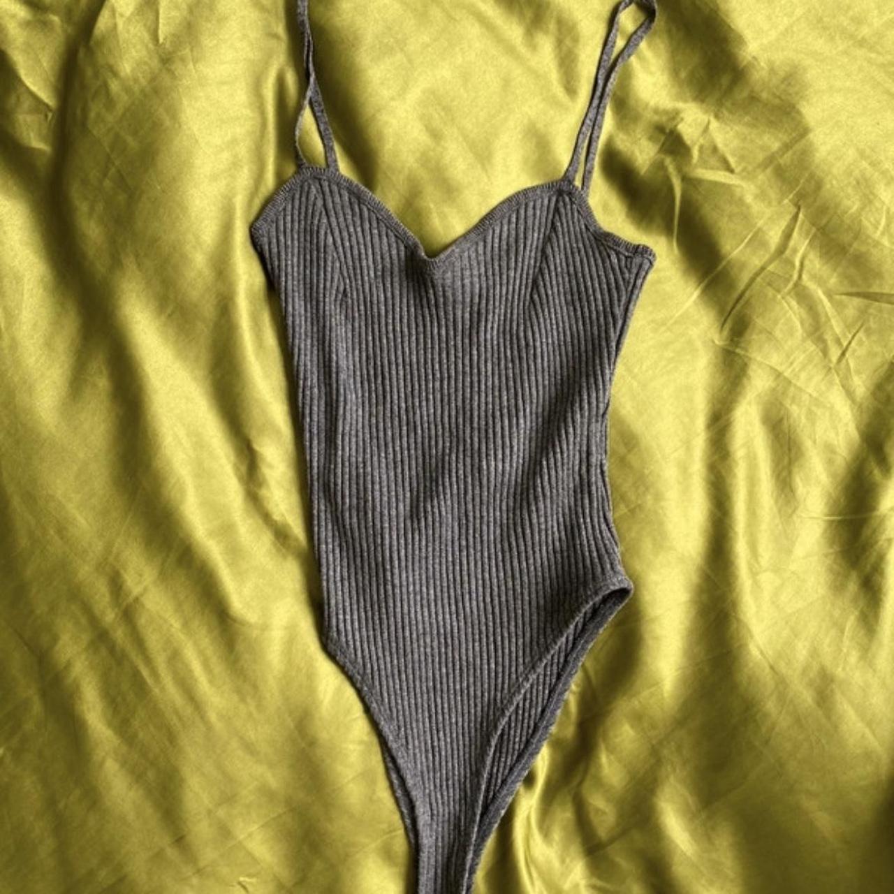 Grey ribbed Zara bodysuit Similar to Zara brandy... Depop