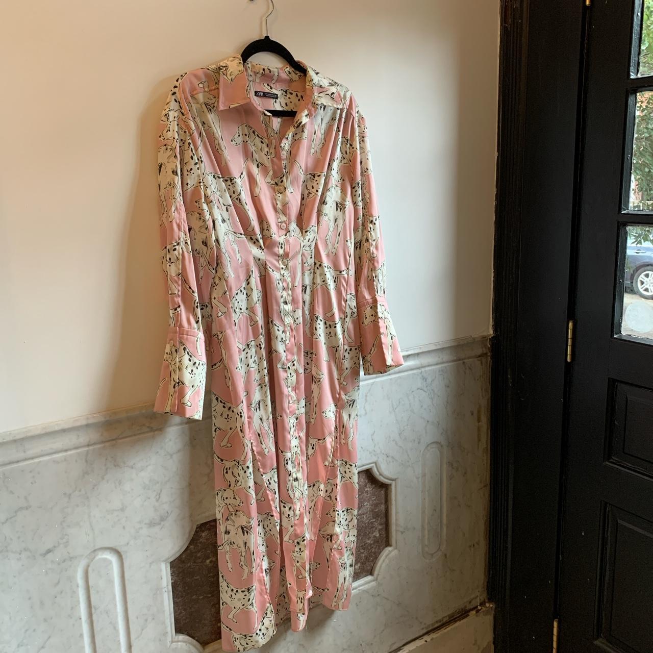 Zara long Dalmatian print shirt dress print barbie... Depop