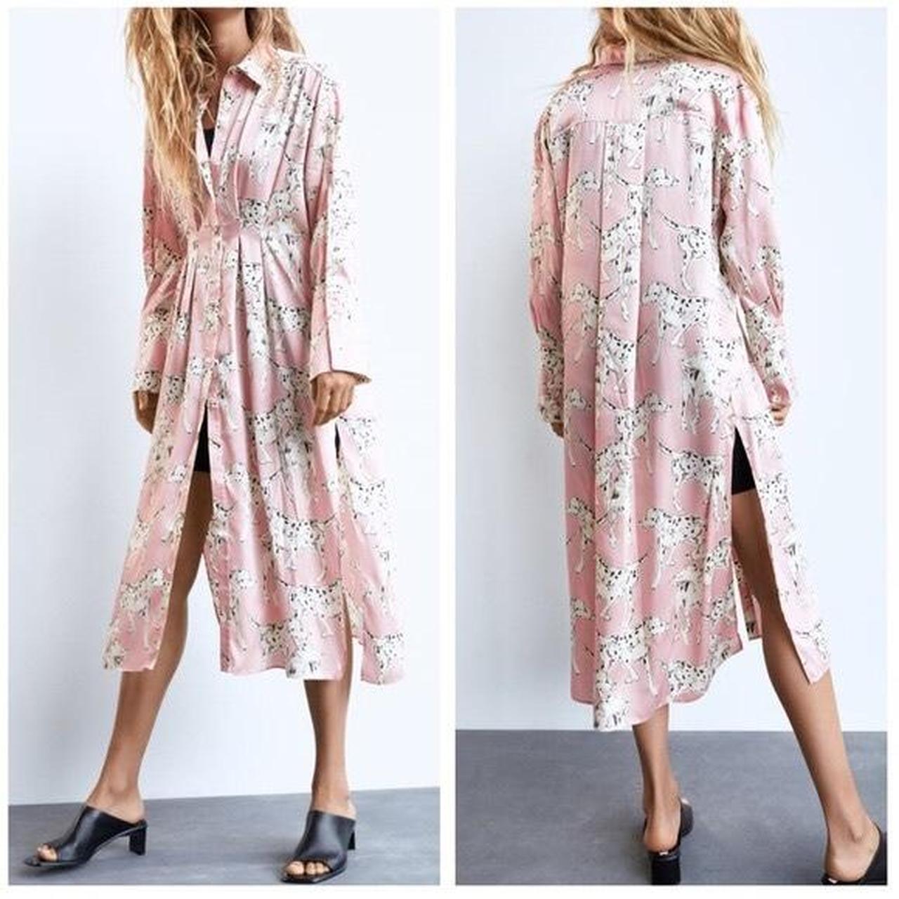 Zara long Dalmatian print shirt dress print barbie... Depop