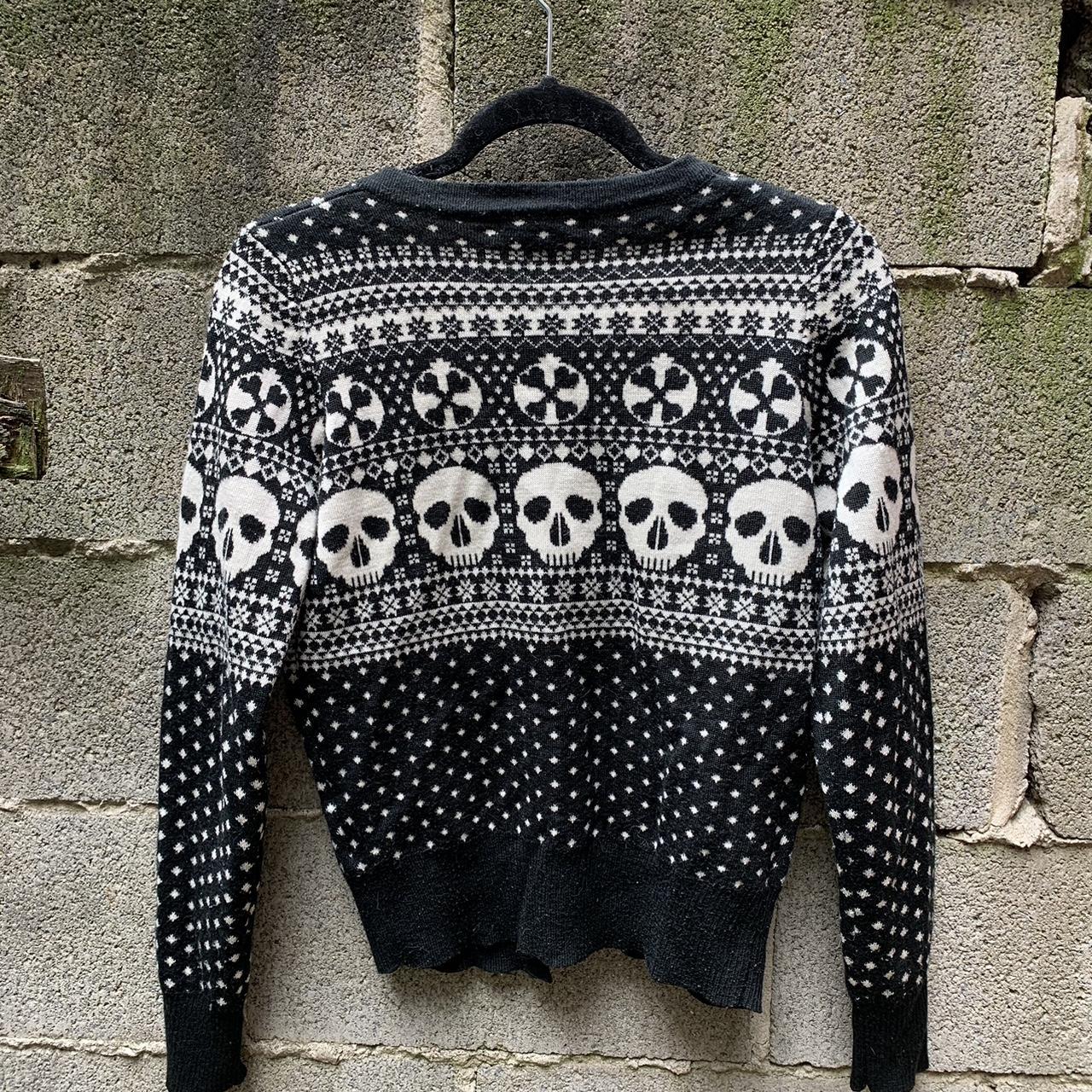 Skull and cross bones design Christmas cardigan,... - Depop