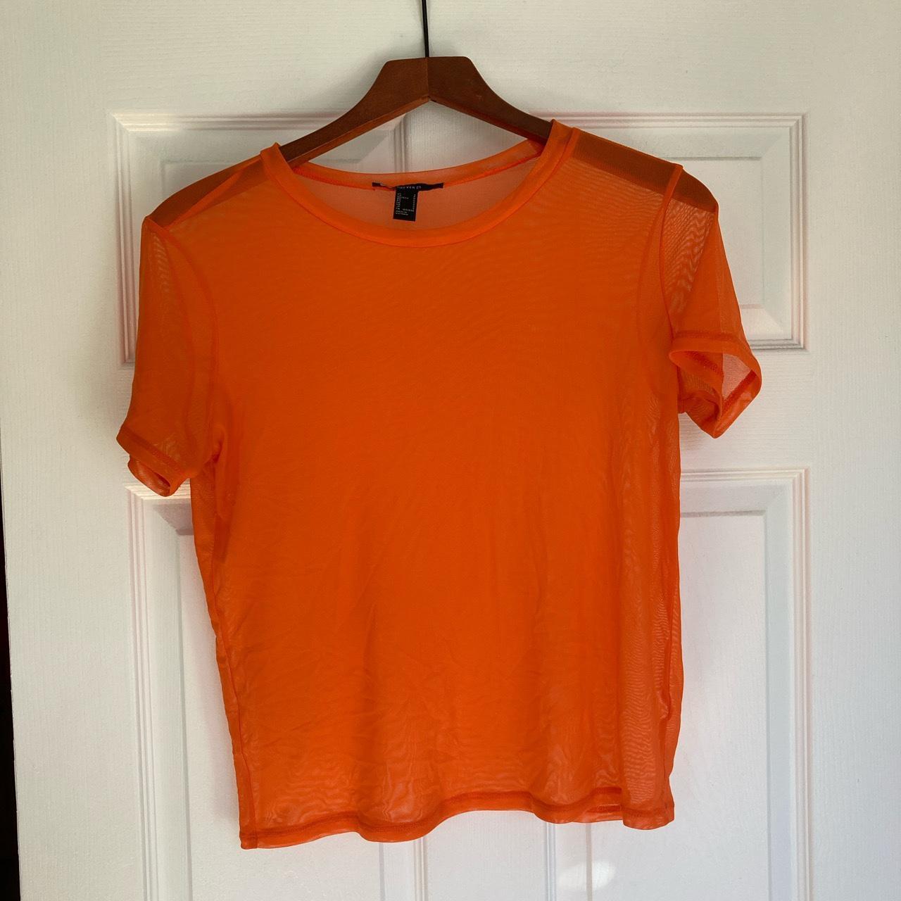 Adorable highlighter orange sheer t shirt. Labeled S... - Depop