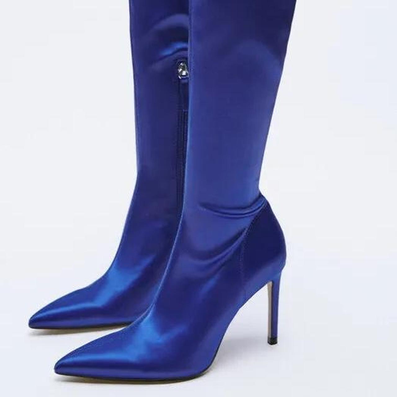 Royal blue cheap thigh boots