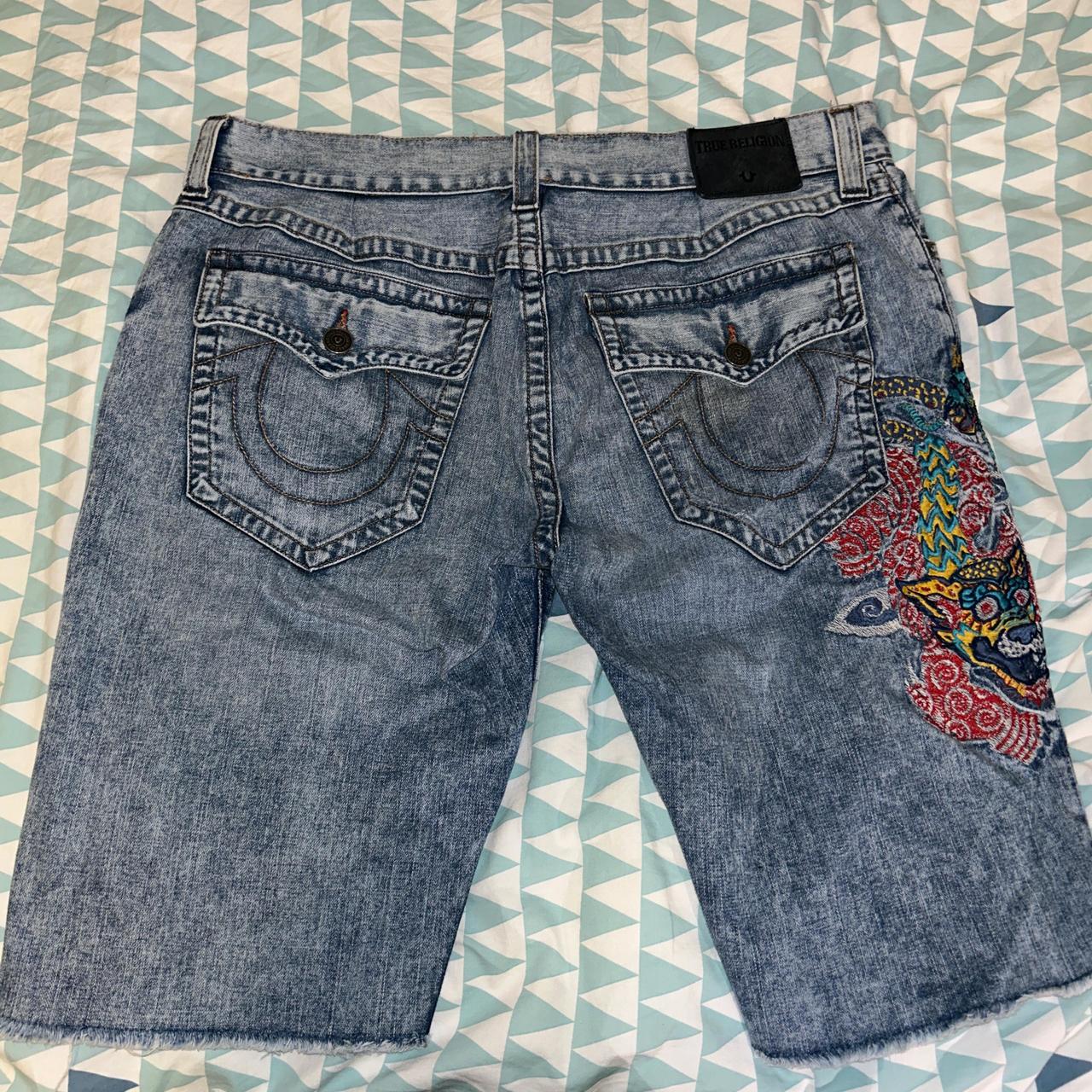 中古】TRUE RELIGION ダメージフレアデニム ライトインディゴ 28